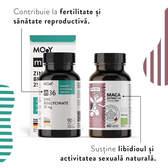 Fertility Booster, pachet promotional (Maca Extract + m36 Zinc Bisglycinate)
